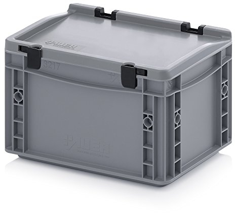 Auer Packaging Eurobehälter-Eurobox 30 x 20 x 18,5 cm mit Scharnierdeckel inkl. gratis Zollstock