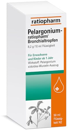 Pelargonium-ratiopharm Bronchialtropfen, 50 ml, bei Bronchitis | Natürliche Linderung bei akuter Bronchitis