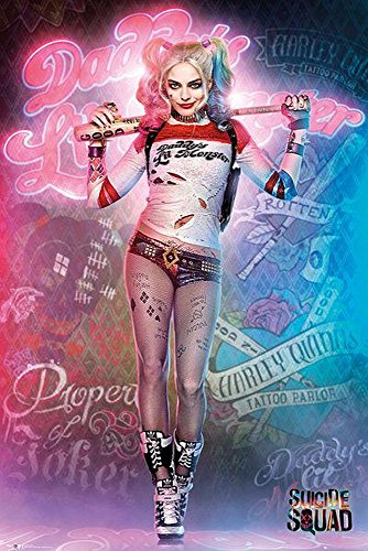 Close Up Suicide Squad Poster Stehend Harley Quinn (61cm x 91,5cm) + 2 St. Schwarze Posterleisten mit Aufhängung