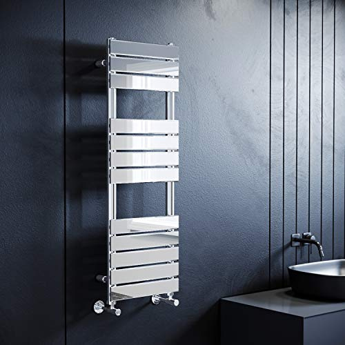 ELEGANT Chrome Flat Panel Heated Towel Rail Bathroom Radiator 1200 x 400