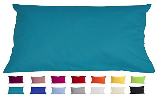 beties Basic Kissenbezug ca. 40x80 cm Kissenhülle 100% Baumwolle in vielen fröhlichen Uni-Farben (Petrol)
