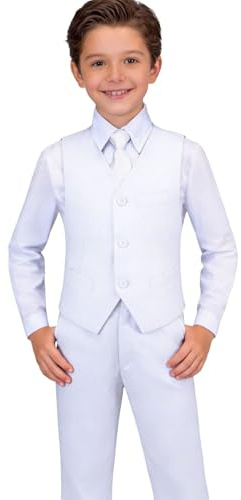 White Suit for Boys Tuxedo Outfit Kids Boy Dress Pant and Vest Set Size 6