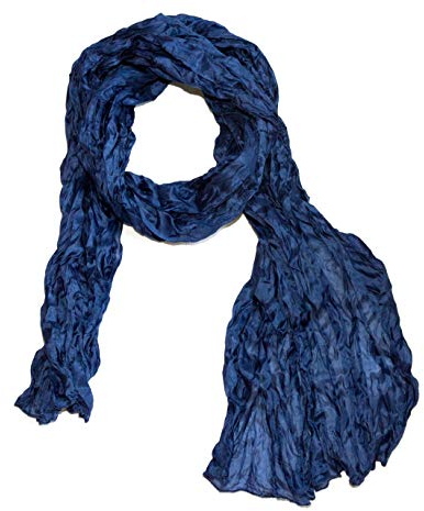 Tinitex Knitterschal Halstuch Schal XXL Saphirblau Dunkelblau Seide 180x90cm