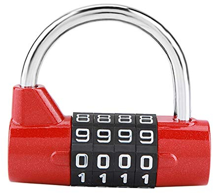 Sonew 4 Dial Digit Code Combination Padlock, Gym Locker, Security Password Lock for Gym, School, Employee Locker Travel Suitcase(Red)