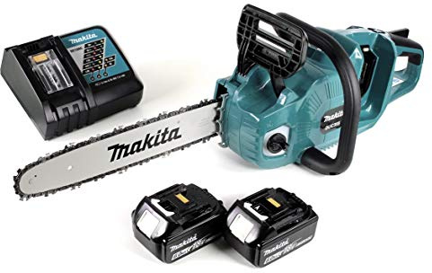 Makita DUC 355 RG2 Akku Kettensäge 36V (2x18V) Brushless 35 cm + 2x 6,0 Ah Akku + Ladegerät