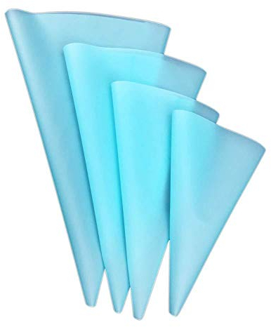 Beunyow 4 Tamaños Bolsas de Pastelería Manga Pastelera de Silicona Reutilizables Manga Pastelera DIY decoración de Pasteles Herramientas para Hornear Bizcocho, Galleta, Cupcake y Hojaldre (Azul)