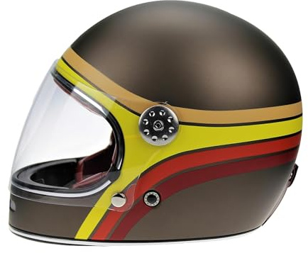 Viper F656 Rust Stripe Motorcycle Helmet Retro Vintage 70's Bike Scooter Protection Wear XL (61-62 CM) - Bronze - XL