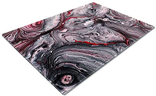 Glass Chopping Board | Kitchen Worktop Protector | Multifunctional Cutting Board | Work Top Savers | Extra Large Chopping Board | Resin Marble Black Red