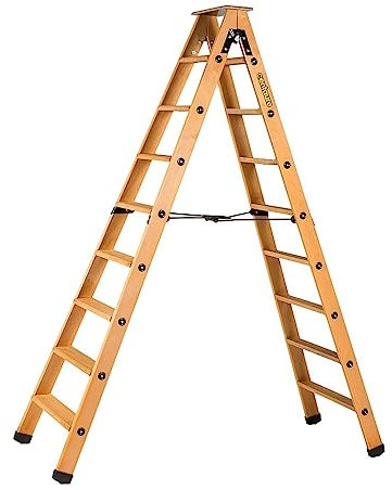 Centaure - Escabeau double accès bois 2x8 marches + tablette