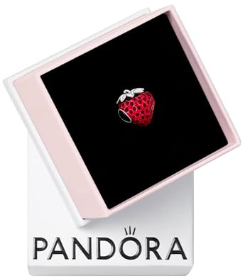 Pandora 791681C01 Seedless Erdbeere Charme | Schmuck für Damen aus Sterlingsilber und Emaille, mit Geschenk-Box, kompatibel mit PANDORA Moments