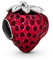 Pandora Moments Dije con diseño de fresa de plata de ley con esmalte transparente rojo