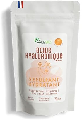 Acide Hyaluronique | Hydratant, Antioxydant & Anti rides | Zinc, Vitamine E, Selenium & Resveratrol | 30 gélules | Valebio