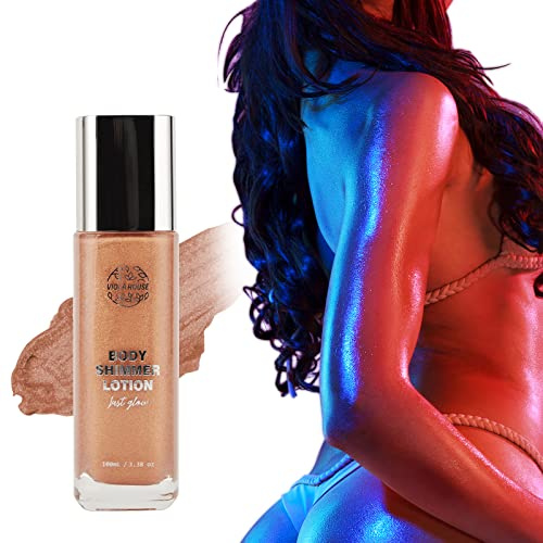 VIOLA HOUSE Highlighter Körper Flüssiger, Flüssiges Schimmer Makeup für Gesicht Körper Bein, Leuchtendes Make-up Shimmer Body Cream, Körper Glow Illuminator.100ml/3.38oz (Rose Gold)