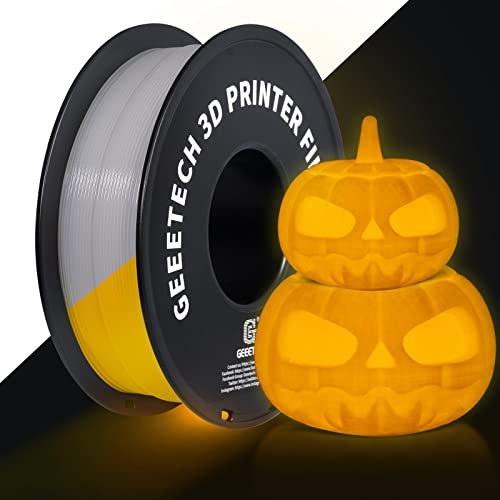 GEEETECH PLA Filament 1.75mm, Glows Orange-Gelb in the Dark, 3D Drucker Filament 1kg Spool