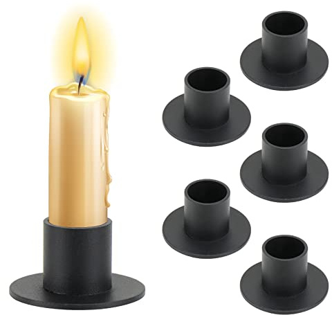 Higtok 6 Stück Kerzenhalter, Kerzenständer Stabkerzen Kerzenhalter Schwarz, Retro Kerzenständer Metall, Stabkerzenhalter für Zuhause Hochzeit Jahrestag Weihnachten Einweihungsgeschenke