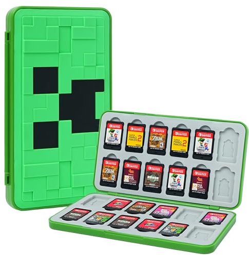 TIKOdirect Game Card Case for Nintendo Switch 2 / Switch / SD Cards, Storage 24 Switch Game Cards Portable Holder Pretty Cute Hard Shell with Magenic Closure, Green