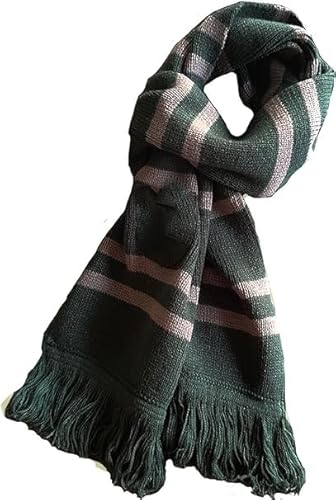 Seaehey Schal Scarf Silber Grün Gestreifter Schal Ultra Soft Wizard School Scarf Winter Costume Halloween Carnival Christmas Gifts