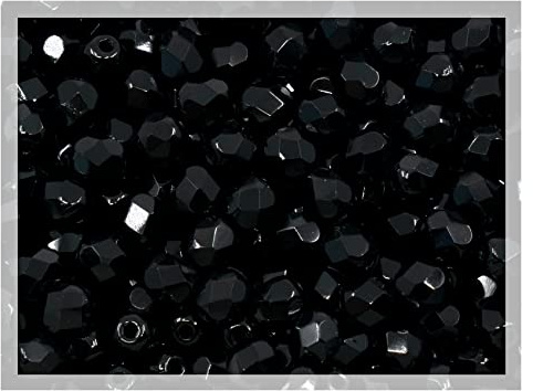 100pcs Faceted Fire Polished Pressed Czech Glass Beads 4mm (0.16in), Jet Black 23980