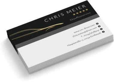 Visitenkarten personalisiert | Design Chauffeurservice | 1-seitig | Querformat | Menge + Papier zur Auswahl | selbst gestalten | hochwertiger Druck | 350 g Qualitätsdruck (100 Stück)