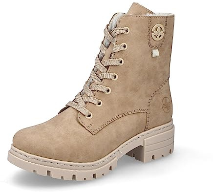Rieker Damen Schnürstiefeletten 76843, Frauen Stiefeletten,halbstiefel,Kurzstiefel,uebergangsschuhe,uebergangsstiefel,warm,beige (61),40 EU / 6.5 UK