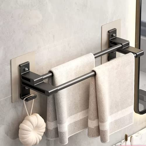 Handtuchhalter ohne Bohren,Selbstklebend Handtuchhalter Bad,Wandmontage Handtuchhalter Schwarz matt,Gästehandtuchhalte Aluminium Handtuchstange,Badetuchhalter,Handtuchregal für Bad Küche,40cm
