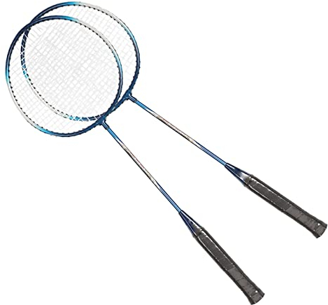 Wakects Badmintonschläger Set 2er Profi Iron Alloy ultraleichte Badminton Racket Federballschläger mit Schlägertasche für Anfänger Sport Training,918 Blau/Gold (Blau)