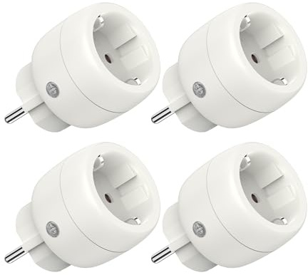 Smart WLAN Steckdose mit Sprachsteuerung Timer, Smart Home WiFi Steckdose funktioniert mit Alexa, Google Home, Nur 2.4GHz WiFi, 16A/3680W, 4er Pack