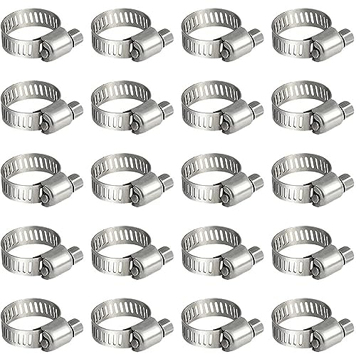 Litensh 20 pezzi Fascette stringitubo in acciaio inox, 6-12mm morsetti per tubi a vite senza fine, morsetto per tubi, tubo del carburante, morsetto per tubazioni idrauliche, piscine, auto