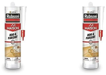 Rubson Maison Mastic Bois & Parquet couleur chêne, Mastic acrylique pour tous supports bois et maçonnerie, Joints pour intérieur et extérieur, 280 ml (Lot de 2)