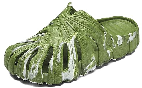 Zureto Monstera Chaussons antidérapants pour adulte Unisexe Pour l'intérieur et l'extérieur