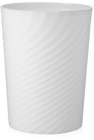 Alipis Kitchen Trash can with Lid 12L White Plastic Waste Bin for Home Bedroom Office Bathroom Nordic Style Compact Design