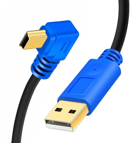 Hanprmeee Cavo mini USB ad angolo retto a 90 gradi, cavo mini USB 2.0 da tipo A a Mini B, cavo dati di ricarica compatibile per telefoni cellulari, lettori MP3, fotocamere digitali, PDA, ecc., 10 m