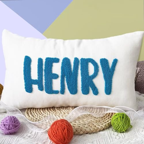 Wucidici Personalised Pillow, Custom Pillow with Name Customised Home Decoration Embroidered Cushion Cotton Pillowcase for Bedrooms, Sofas, Children's Rooms - Optional Filling