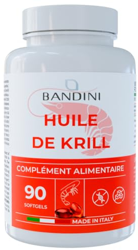 Bandini® Aceite de Krill Omega 3 Antártico 3000 mg | 465 mg DHA y EPA, 1200 mg Fosfolípidos Marinos, Fuente de Astaxantina Natural y Omega-3 | Más biodisponible que el aceite de pescado - 90 Cápsulas