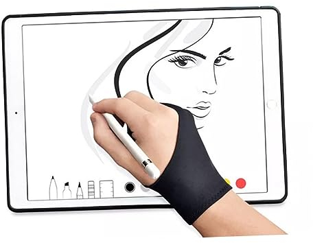 STOBOK 2stücke Zwei-finger-zeichenhandschuhe Aus Nylon Für Grafiktablett Skizzieren Malen Leuchtkasten Stiftdisplay Pro-bleistift s Schwarz