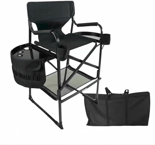 FDSGEEE Regiestuhl, professionelle Make-up-Stühle, professionelle Make-up-Stühle, Regiestuhl mit Beistelltisch und Seitentaschen, klappbarer Aluminium-Make-up-Stuhl