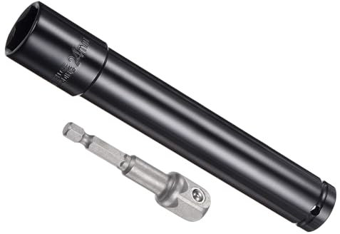 CoCud Deep Socket Set, 24mm Socket 8 Length 1/2 Drive, CR-V 6-Point Drive Socket Accessory Set with 1/4 Socket Adapter - (Applications: for Electric Hand Drill Screwdriver)