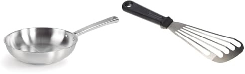 LACOR - 45428 - Sartén Foodie, Sartén Sin Antiadherente, Compatible con todo tipo de Cocina & 60426 - Espátula Flexible Para Pescado Inox 17 cm
