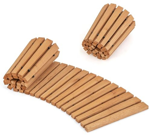 GOPLUS Chemin de Jardin Déroulant, 216CM Allée de Jardin en Bois avec Surface Antidérapante, Fils Métalliques avec Gaine en Plastique, Passerelle Décorative Extérieure pour Plage, Jardin, Naturel