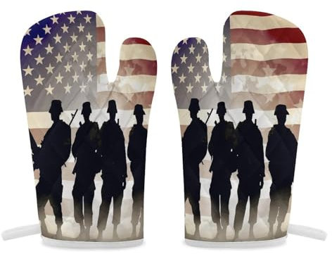 Thermal Gloves, Armed Forces American Print Heat Resistant Gloves Oven Mitts Kitchen Gloves Cooking Gloves Microwave Gloves