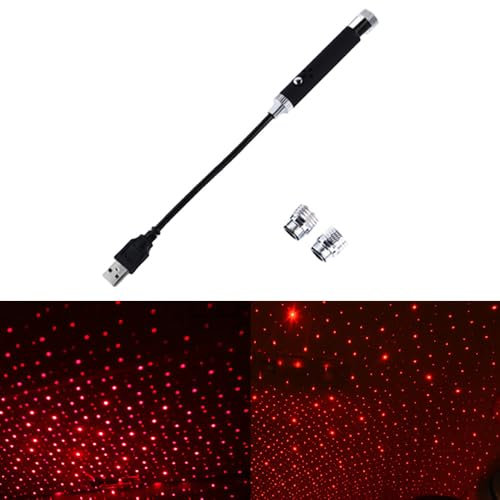 Yufana Luce da Tetto USB per Interni Auto, Lampada Notturna a Stella, Luci D'atmosfera A LED, Adatto per Auto, Case, Feste, Bar (Luce Rossa)