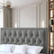 Plush Tufted Alton 26'' 30''36''Tall Headboard in Black Cream Grey Siver 3FT 4FT6 5FT for divan bed Fabric Buttons (GT Grey, 4ft6-26''Tall)