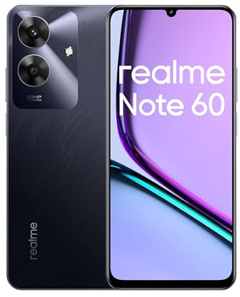 realme Note 60 Smartphone 4G double SIM, stockage 256 Go, RAM 4 Go, écran 6,7 90 Hz, appareil photo 32 MP, batterie 5000 mAh, IP64 résistant à la poussière et aux éclaboussures, garantie 12 mois