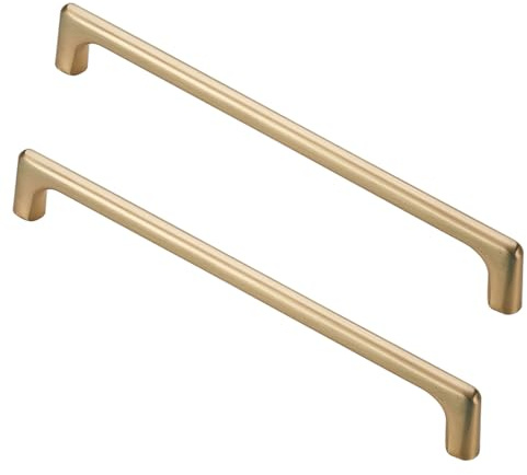 Möbelgriffe Lang, 2 Stück Küchengriffe Zinklegierung Griffen | Galvanikfläche, Farbe: Messing Gebürstet, Schubladengriffe Lochabstand 256mm Schrankgriffe Schubladen Kleiderschrank 256mm/10.1in