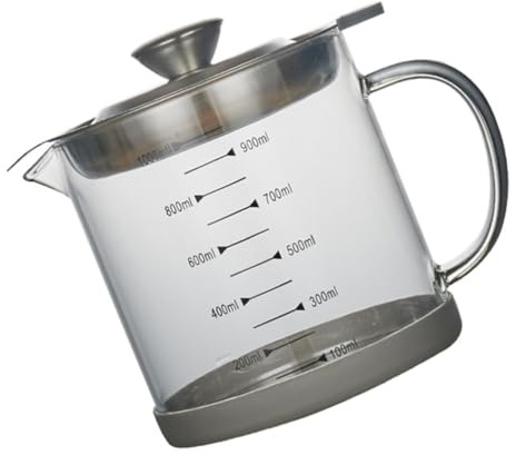 Garneck Filtered Oil Jug Stainless Steel Grease Jar for Kitchen Bacon Fat Container Grease Strainer