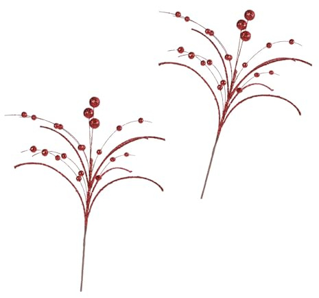Vdaxvme 2 piezas de ramas de bayas de acebo de Navidad, arreglos de plantas de Navidad para coronas de Navidad, decoración de boda de Acción de Gracias