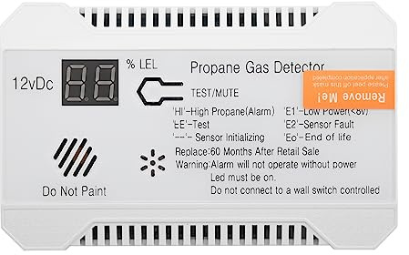 Orolotay Detector de Propano 12V LPG Sensor de Gas Natural Alarma de Fuga 85DB Sirena para AutomóVil RV Hogar Medidor de Prueba de Propano Digital ()