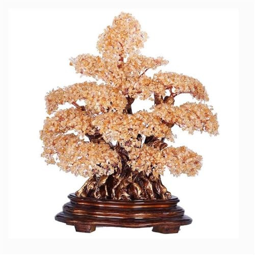 GLigeT Edelstein Baum Citrin-Glücksbaum for den Innenbereich, Kristall-Geldbaum, Bürodekoration, Feng-Shui-Glücksbaum, Bonsai-Baum Geldbaum Feng Shui