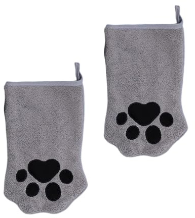 Guantes para el cuidado del pelaje para perros, 2 guantes para el cuidado del pelaje, toalla de doble cara, secado rápido, para la limpieza de animales de pelo largo