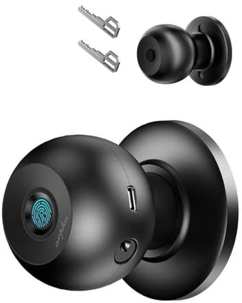 Cerradura de puerta con huella digital, cerradura electrónica de puerta inteligente, 5 en 1, inalámbrico, inteligente, biométrica, pomo de puerta de huellas dactilares, control de aplicaciones, pomo